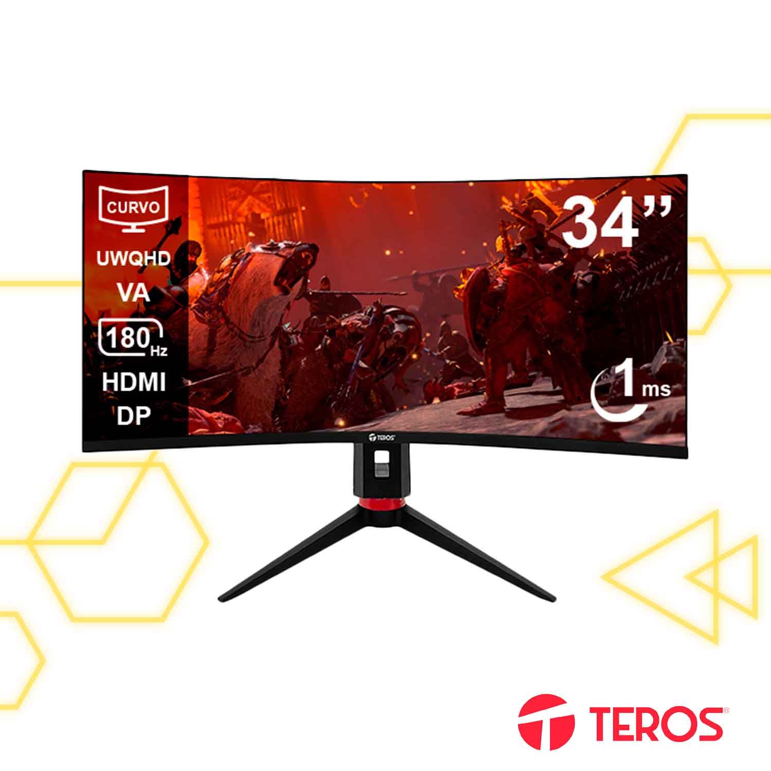 Monitor Curvo Gamer TEROS TE-3412G 34″ UWQHD VA 180Hz 1ms
